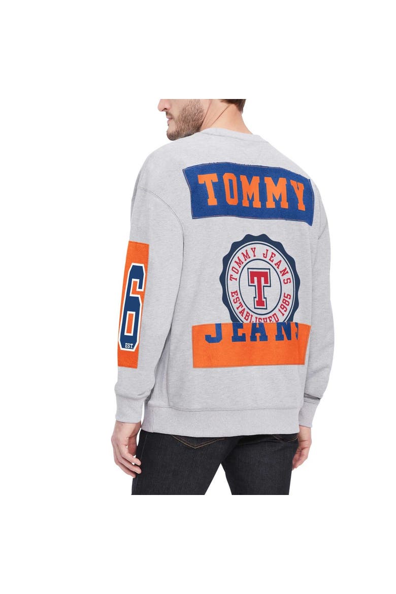 Men's Tommy Jeans Heather Gray New York Knicks Hayes Crew Neck Pullover Sweatshirt, Alternate, color, Heather Gray
