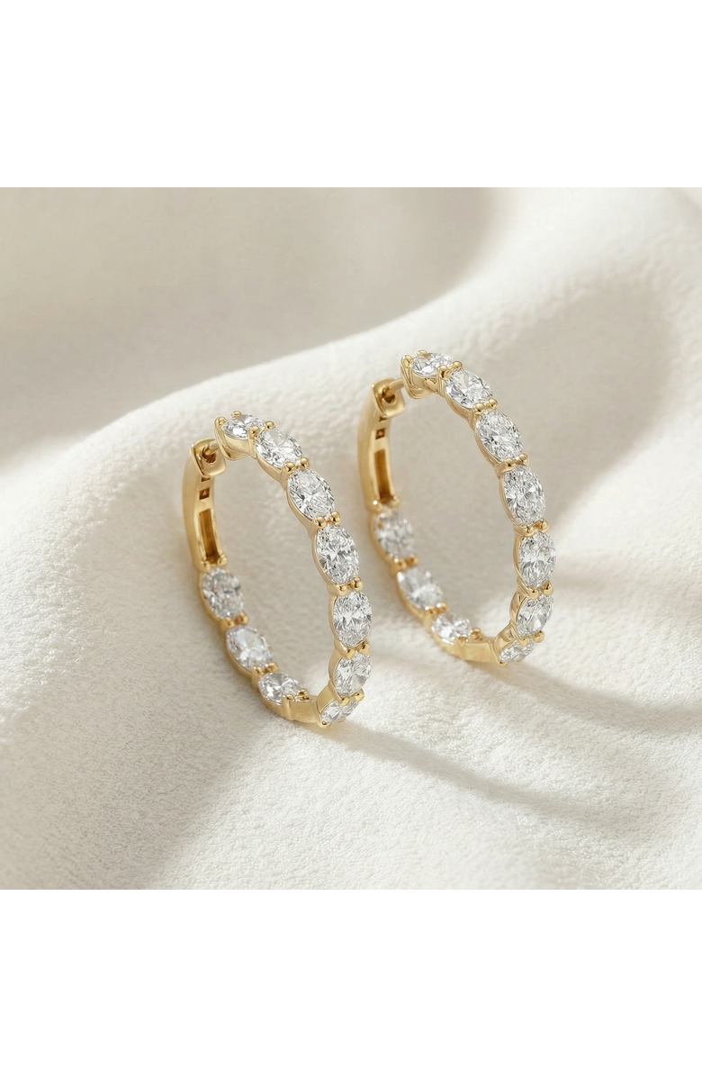 Bliss Diamond 3Ct TW Oval Diamond Inside Outside Hoops 14k Gold Lab Grown 1", Alternate, color, 14K Yellow Gold