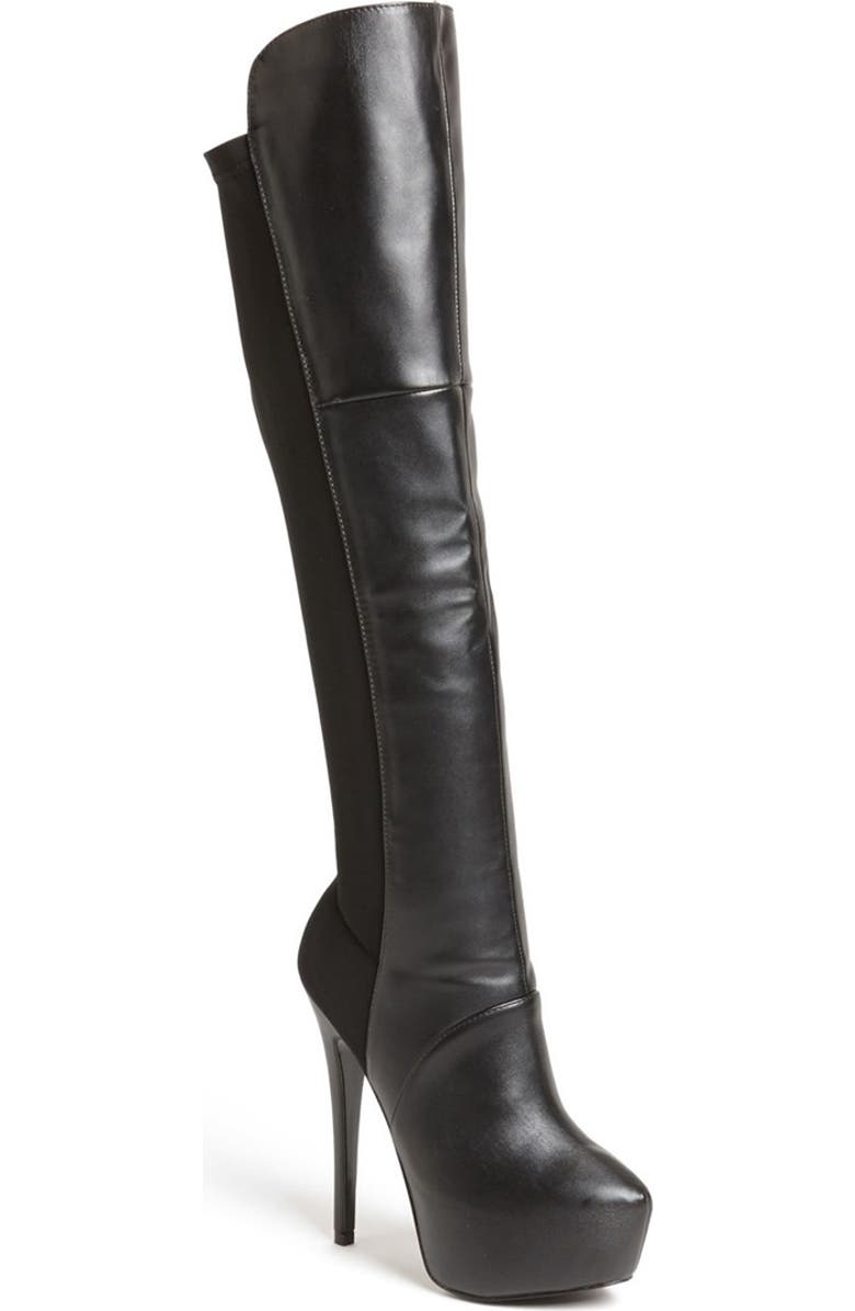 Steve Madden 'Highting' Over the Knee Pointy Toe Stretch Boot, Main, color,