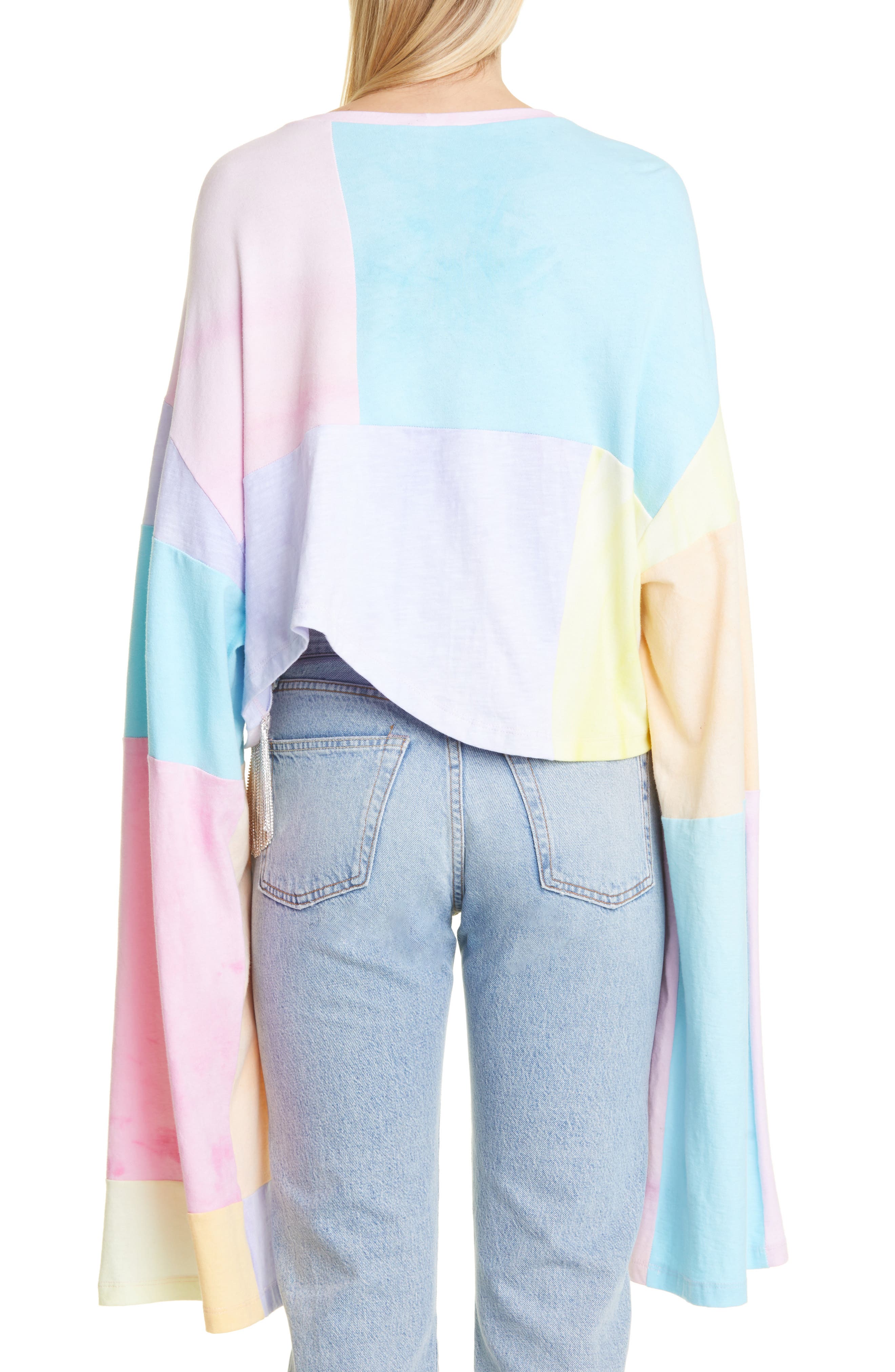 Collina Strada Patchwork Panel Extra Long Sleeve Cotton Top (Women ...