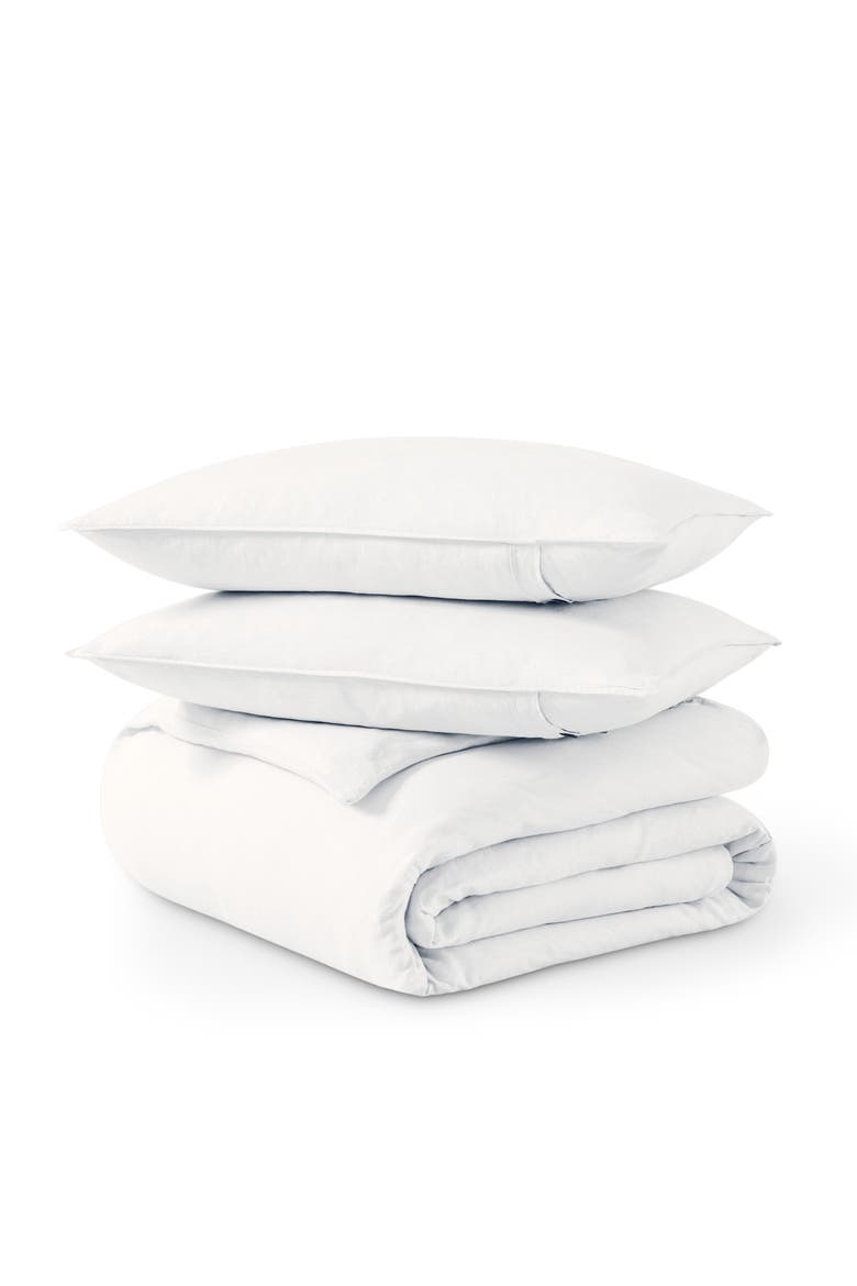 100% European Linen Duvet Cover and Sham Set, Main, color, White