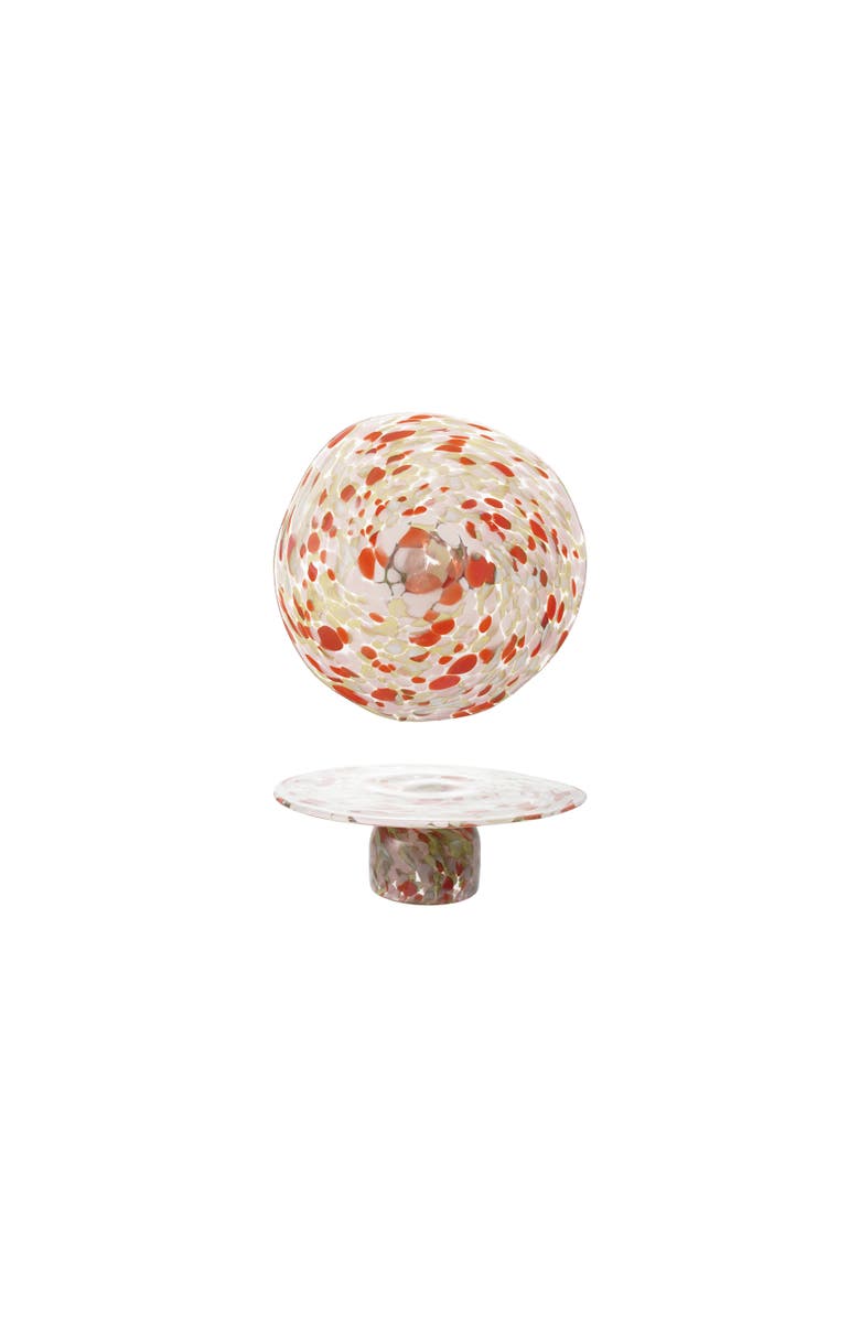 Storied Home Confetti Glass Pedestal, Main, color, Orange