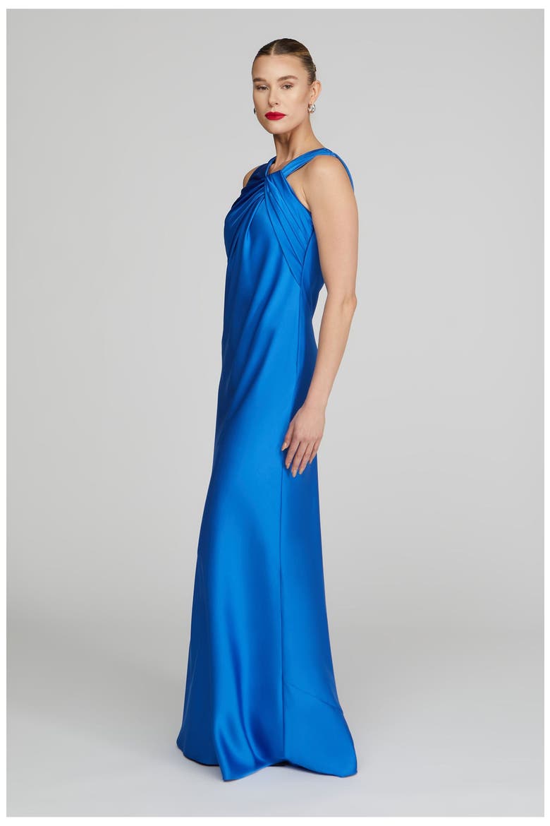 Francine Satin Gown, Alternate, color, Oceanic Blue