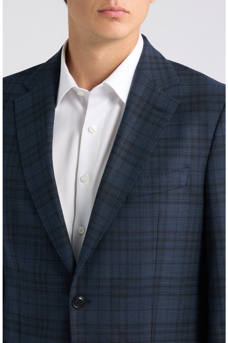Hutson Slim Fit Navy Plaid Slub Wool Blend Sport Coat, Alternate, color, NAVY