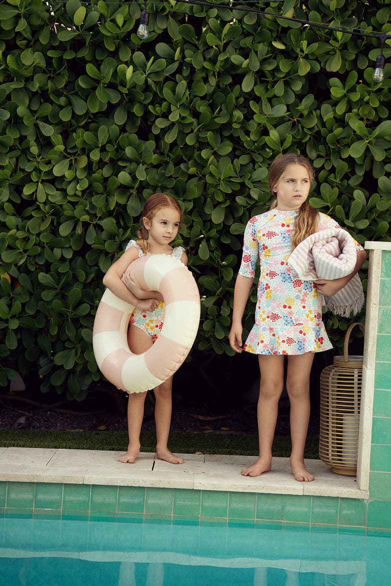 Girls Floral Print One-Piece Swimsuit, Alternate, color, Floral Print