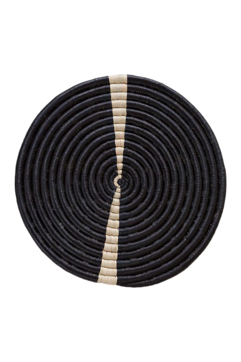 Natural & Black Split Raffia Placemat, Main, color, Natural and Black