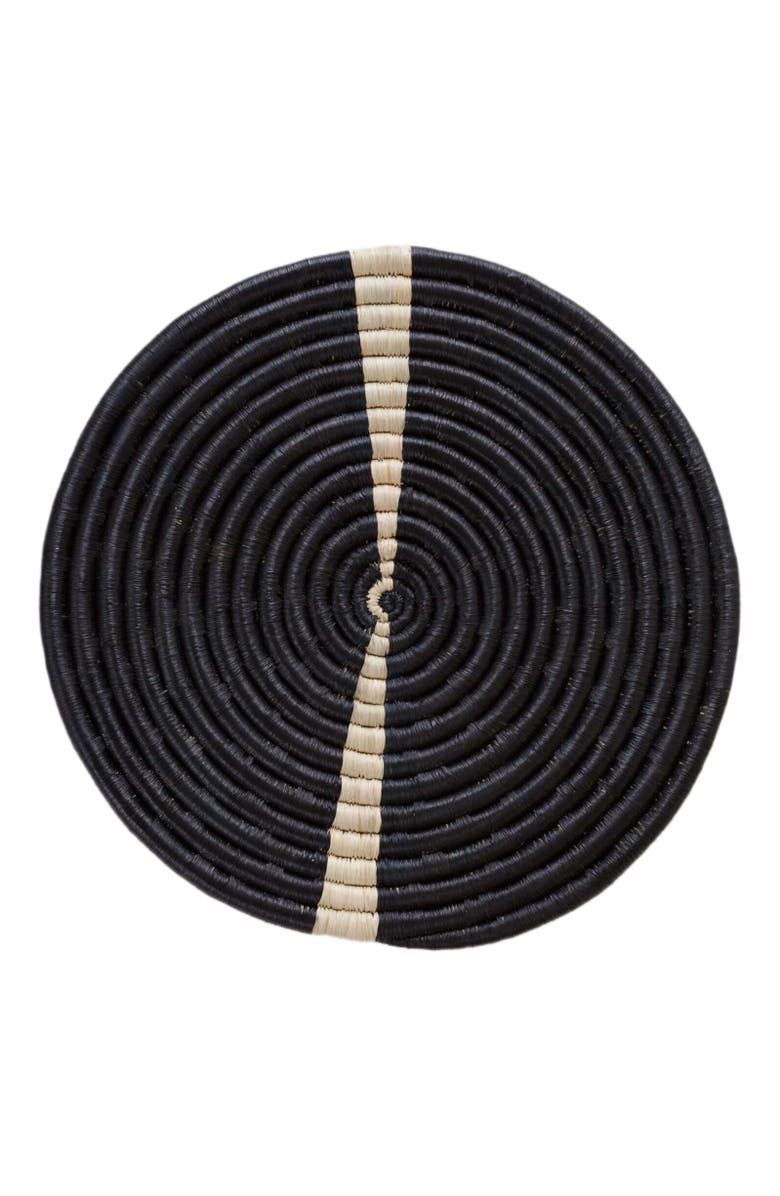 indego africa Natural & Black Split Raffia Placemat, Main, color, Natural And Black