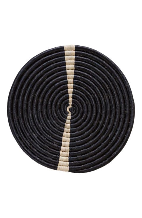 Natural & Black Split Raffia Placemat