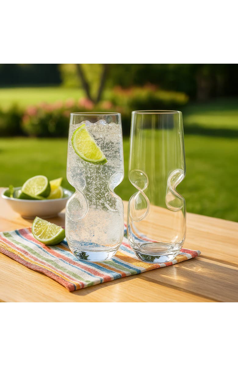 FINAL TOUCH Bubbles Seltzer Bubbly Beverage Glasses, Set of 4, Alternate, color, Clear