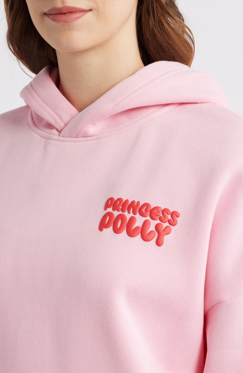 Princess Polly Puffy Logo Hoodie, Alternate, color, Pink