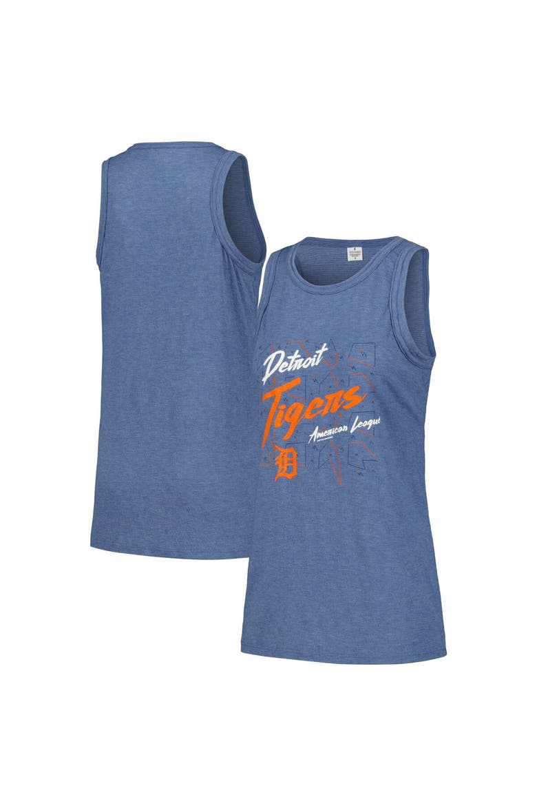 Women's Soft as a Grape Navy Detroit Tigers Gauze High Neck Tank Top, Alternate, color, Navy