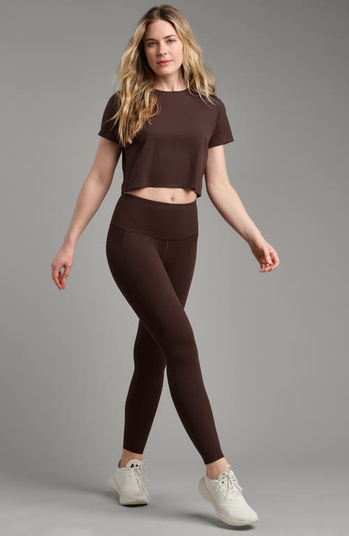 Rhone Serene Crop Performance T-shirt In Coffee Brown