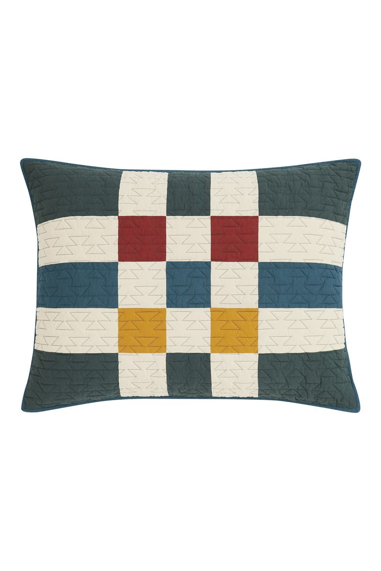 Four Square Quilt & Shams Set, Alternate, color, BALSAM GREEN