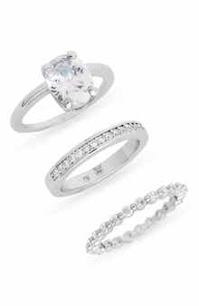 Covet Set of 3 Cubic Zirconia Oval Solitaire Stackable Ring Set