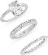 Covet Set of 3 Cubic Zirconia Oval Solitaire Stackable Ring Set