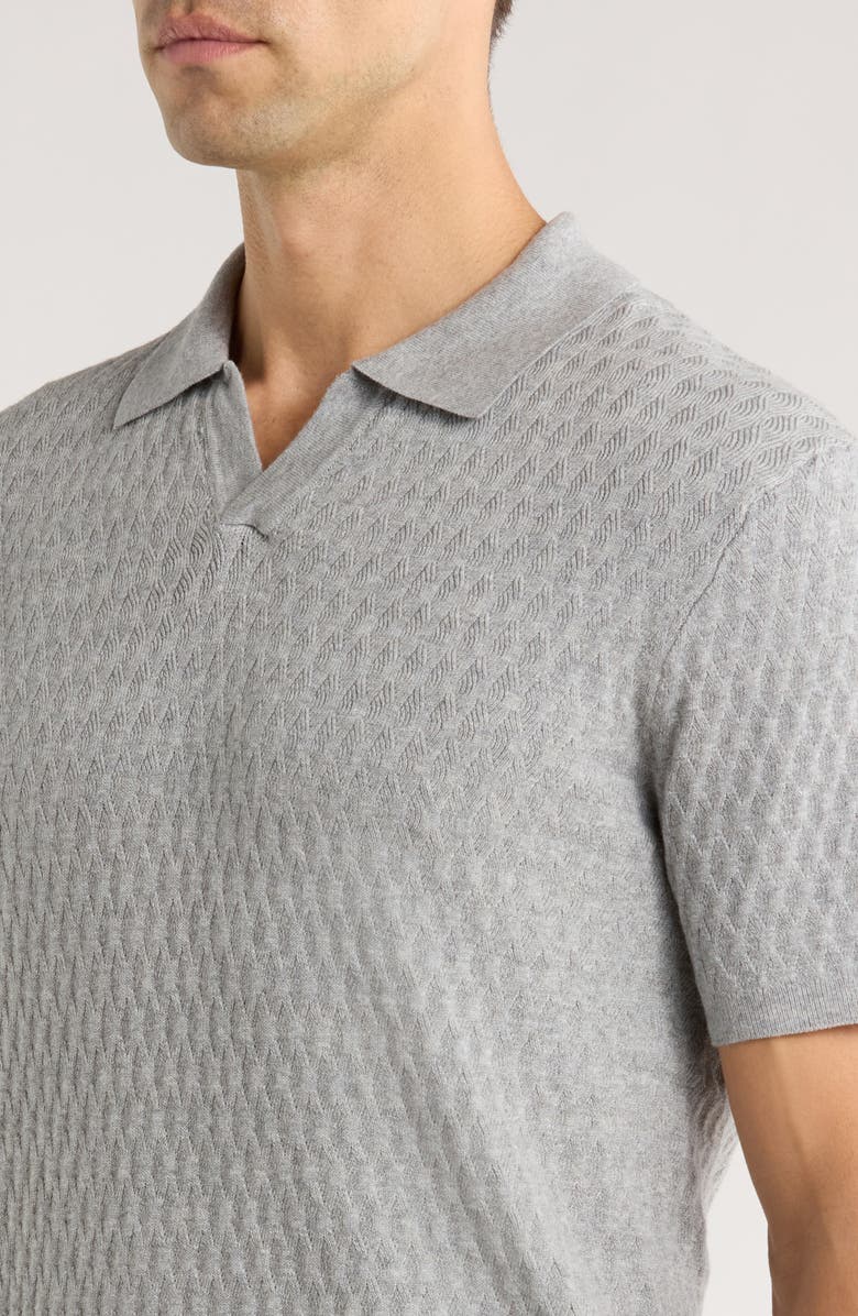 Robert Barakett Rylan Johnny Collar Cotton Blend Polo Sweater, Alternate, color, Grey