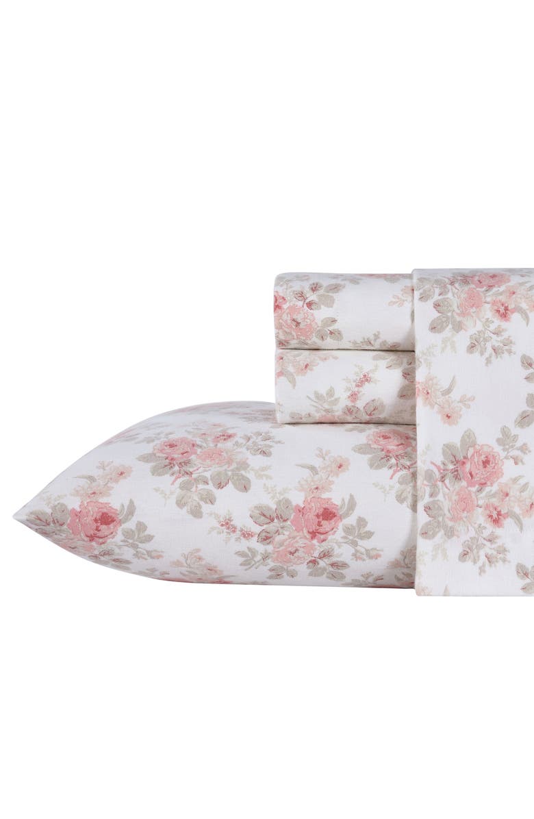 Laura Ashley Lisalee Cotton Flannel Sheet Set, Alternate, color, Lt-Pastel Pink