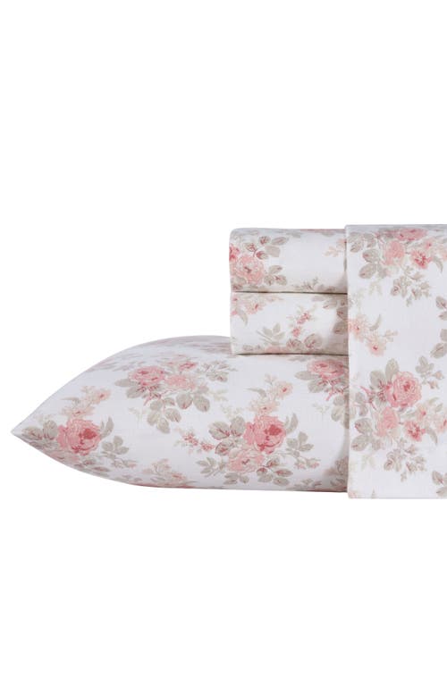 Laura Ashley Lisalee Cotton Flannel Sheet Set In Lt-pastel Pink