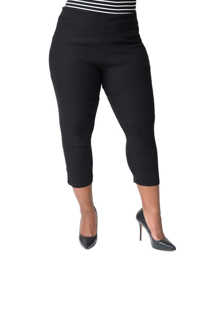 Plus Size Rachelle Capri Pants, Alternate, color, Black/Black