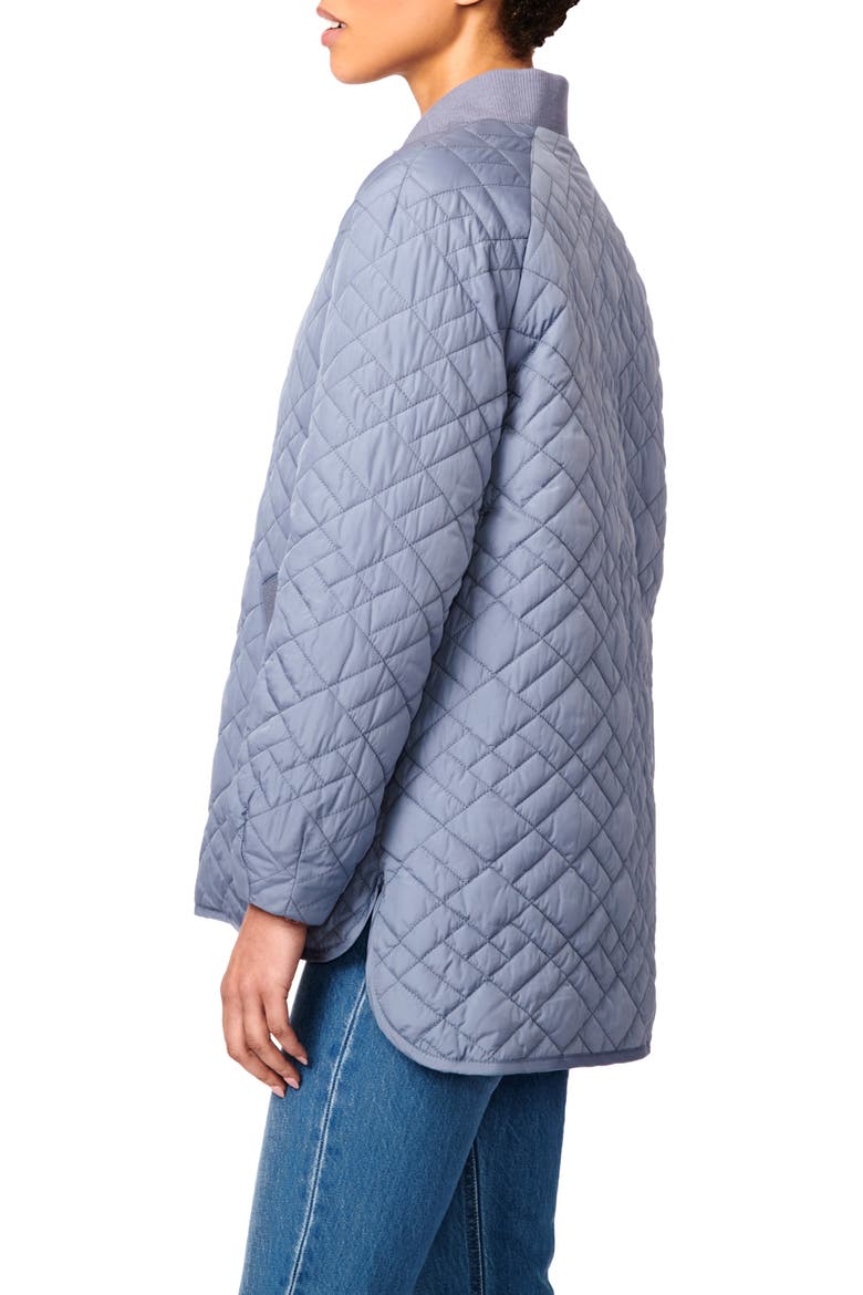 Quilted High-Low Recycled Polyester Jacket, Alternate, color, STONE BLUE