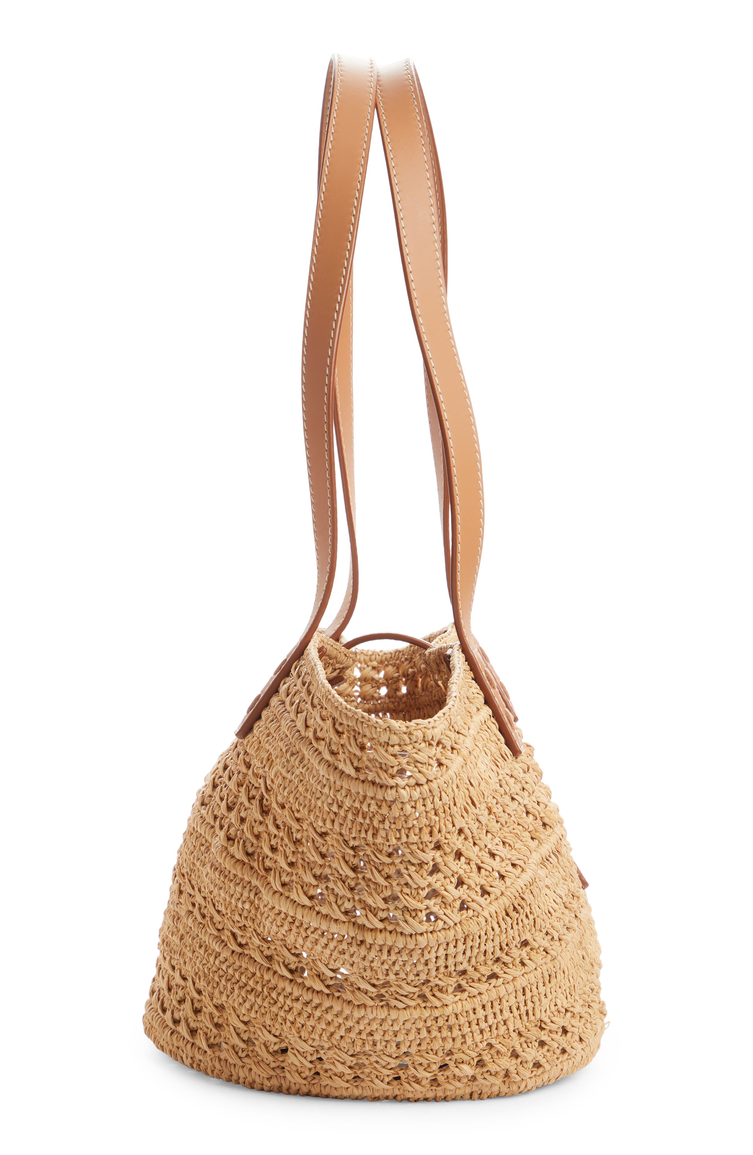 Saint Laurent Small Panier Woven Straw Tote, Alternate, color, 