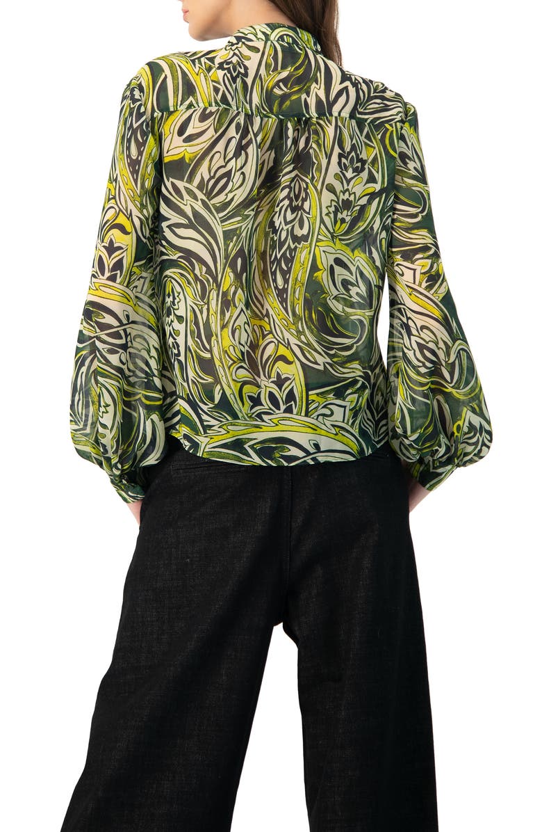 IVONNE Printed Round Neck Blouse, Alternate, color, Green