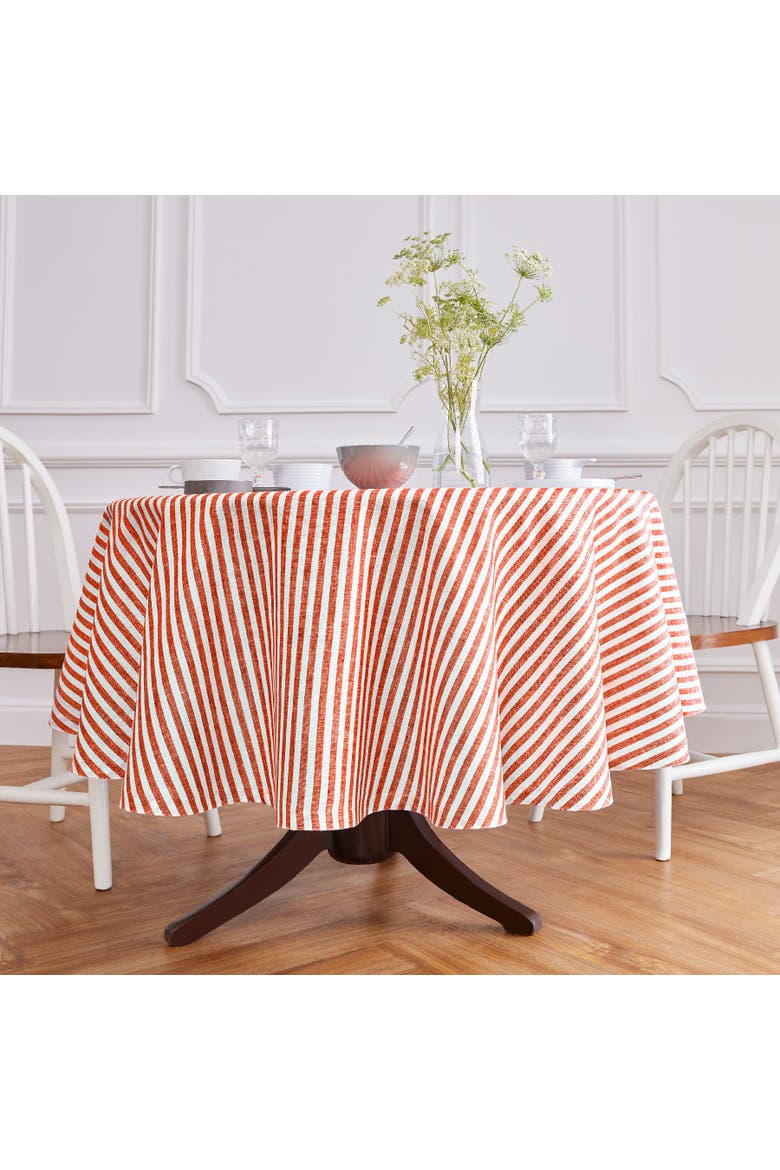 Linen Round Tablecloth - Amalfi Stripe, Alternate, color, Red and White