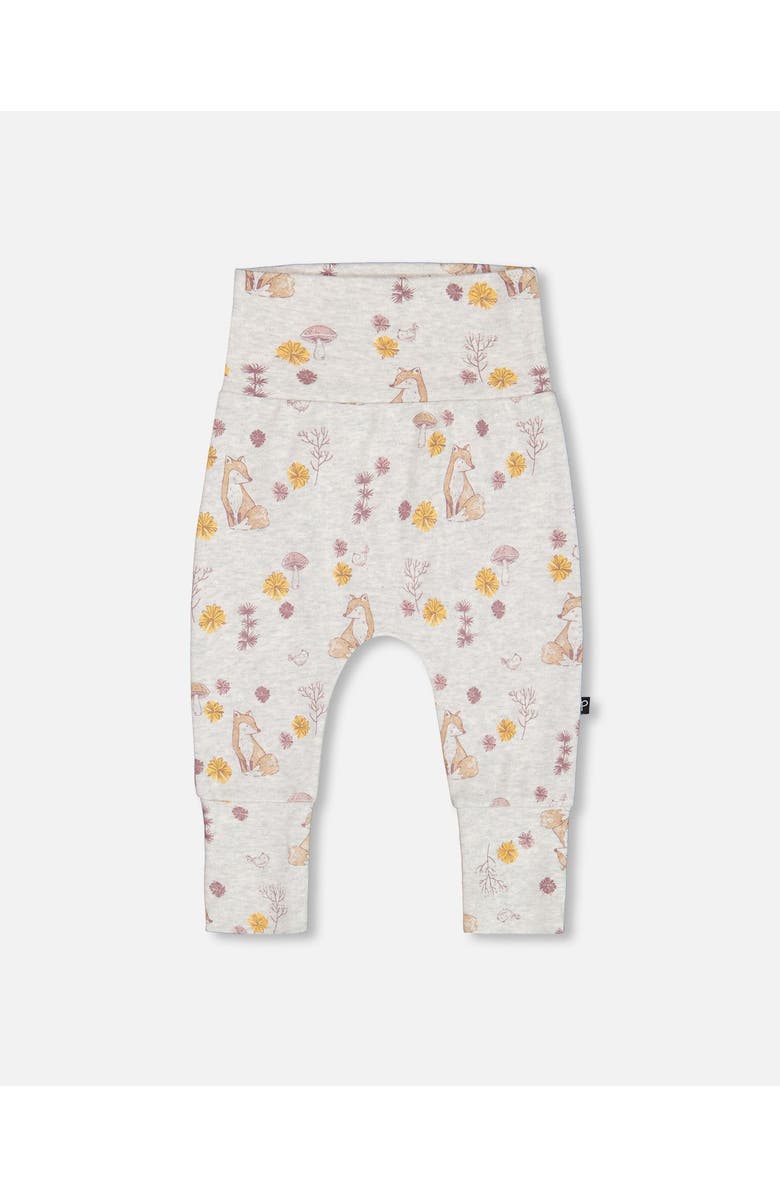 Deux par Deux Baby Girl's Printed Organic Cotton Evolutive Pant Beige Mix With Fox, Alternate, color, 