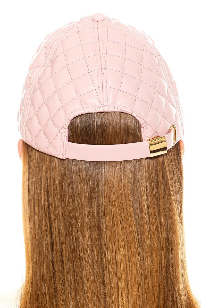 Alexia Admor Diamond Quilted Pleather Baseball Cap, Alternate, color, Pink/ Gold