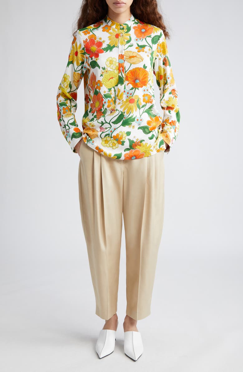 Stella McCartney Garden Floral Print Button-Up Shirt, Alternate, color, 