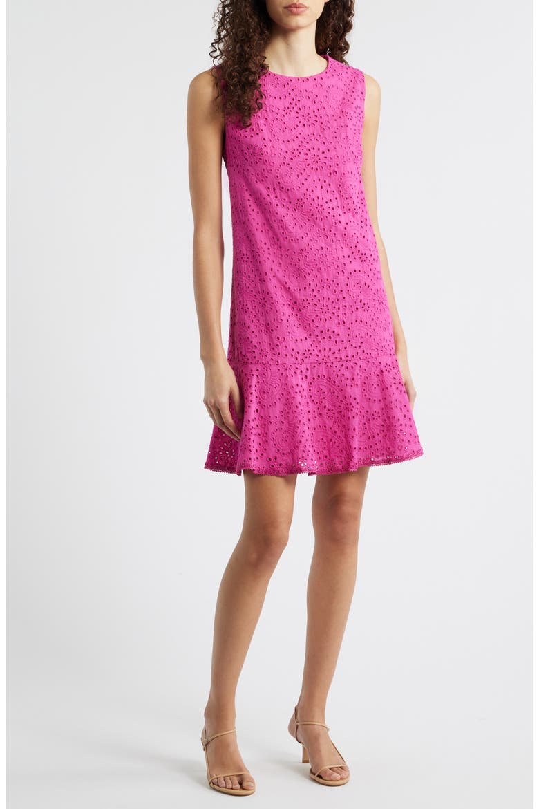 Leora Sleeveless Cotton Dress, Main, color, FUSCHIA