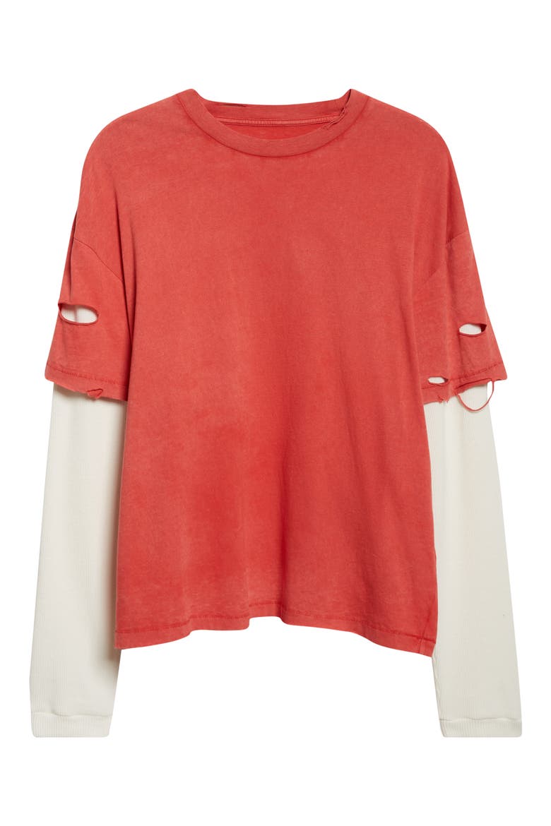Distressed Box Layered Organic Cotton Logo T-Shirt, Alternate, color, SIGNATURE RED