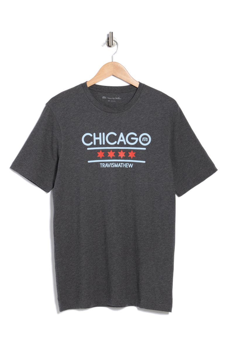 TravisMathew Modernist Chicago Logo Graphic T-Shirt, Main, color, Heather Grey Pinstripe