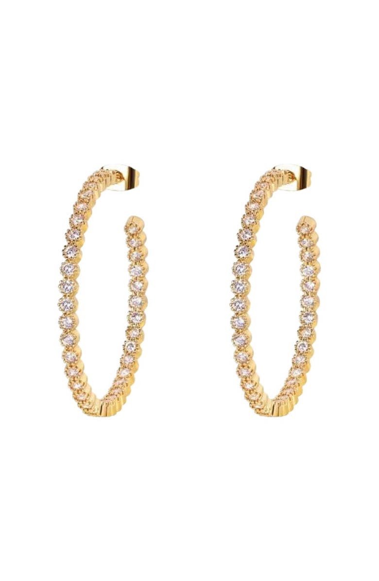 Hollywood Sensation Cubic Zirconia Hoop Earrings, Main, color, Gold