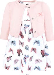 Hudson Baby Soft Cotton Dress With Coordinating Cardigan