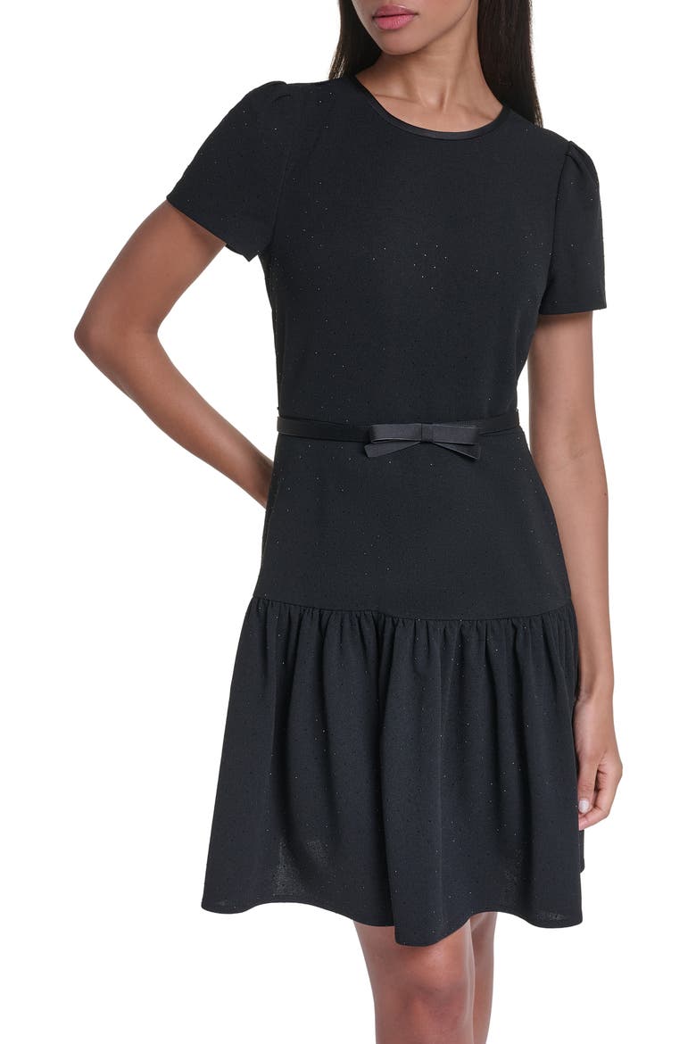 Heatset Ruffle Hem Crepe Dress, Alternate, color, BLACK