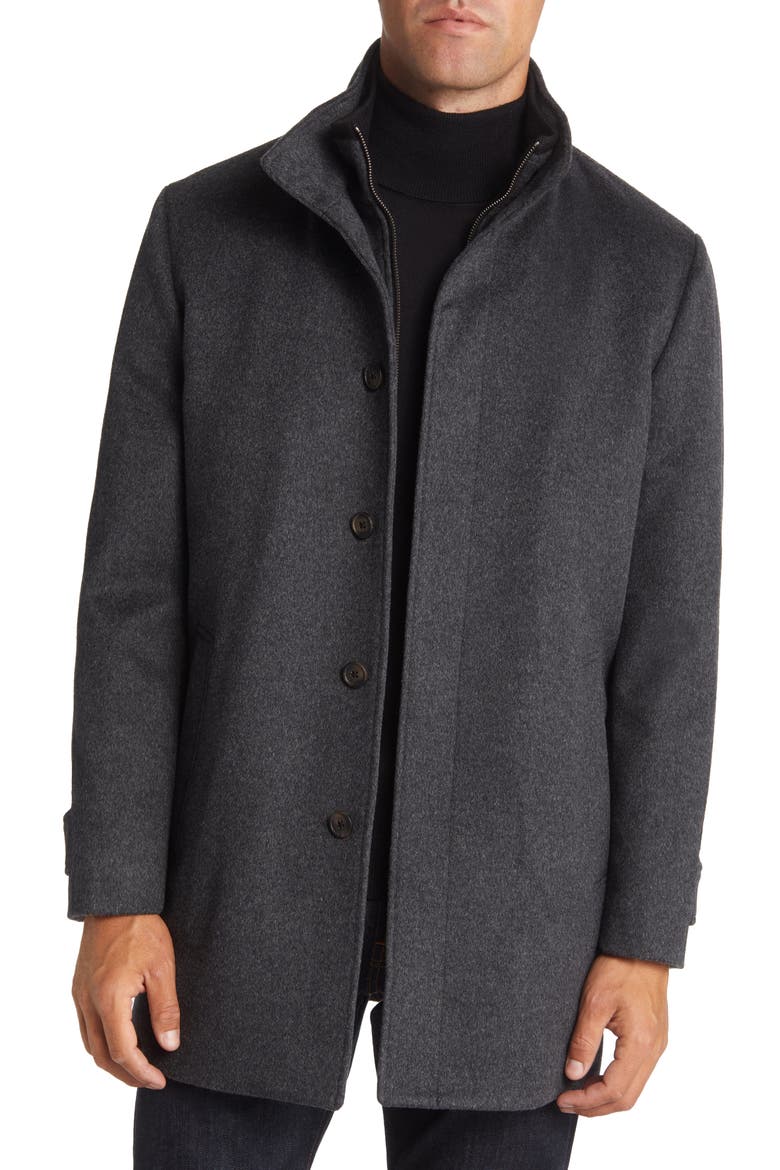 Hudson Bib Insert Wool Car Coat, Main, color, GREY PHANTOM MARL