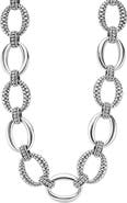LAGOS Signature Caviar Sterling Silver Oval Fluted Link Necklace