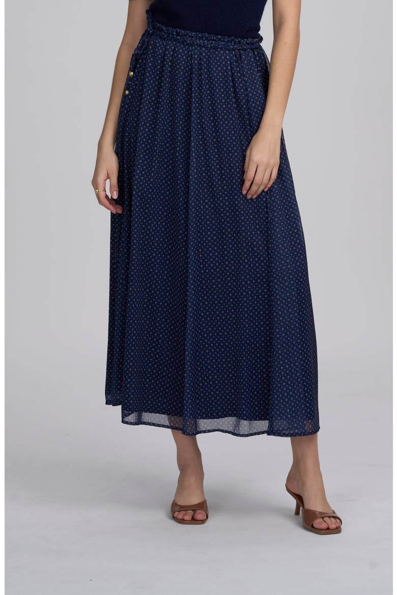 Printed Chiffon Skirt, Main, color, NAVY MULTI