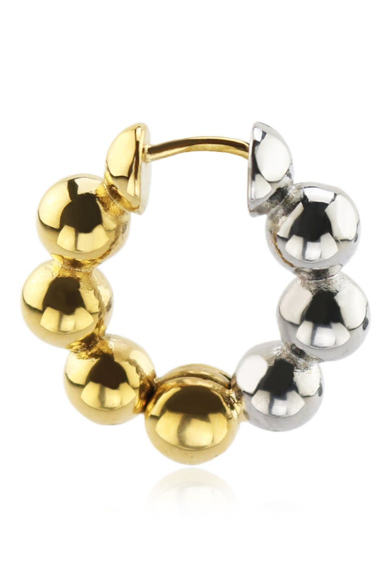 Two-Tone Beaded Huggie Hoop Earrings, Alternate, color, TWO-TONE