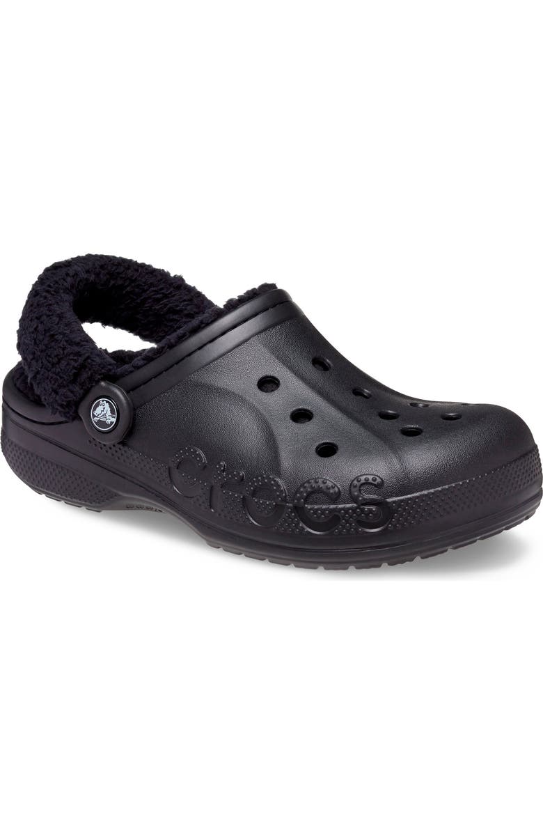 CROCS Baya Faux Fur Lined Clog, Main, color, Black