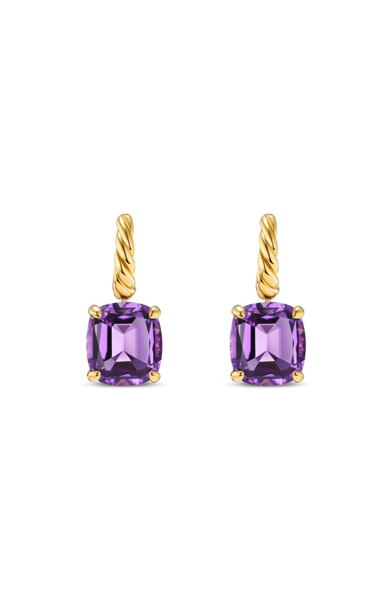 David Yurman Marbella Stone Drop Huggie Hoop Earrings, Main, color, 18K Yellow Gold/ Amethyst