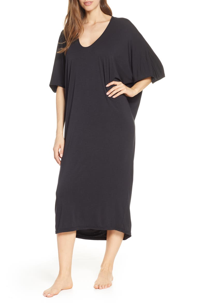 Luxe Jersey Nightgown, Main, color, BLACK