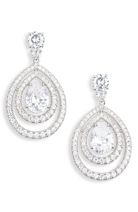 Pavé Halo Drop Earrings