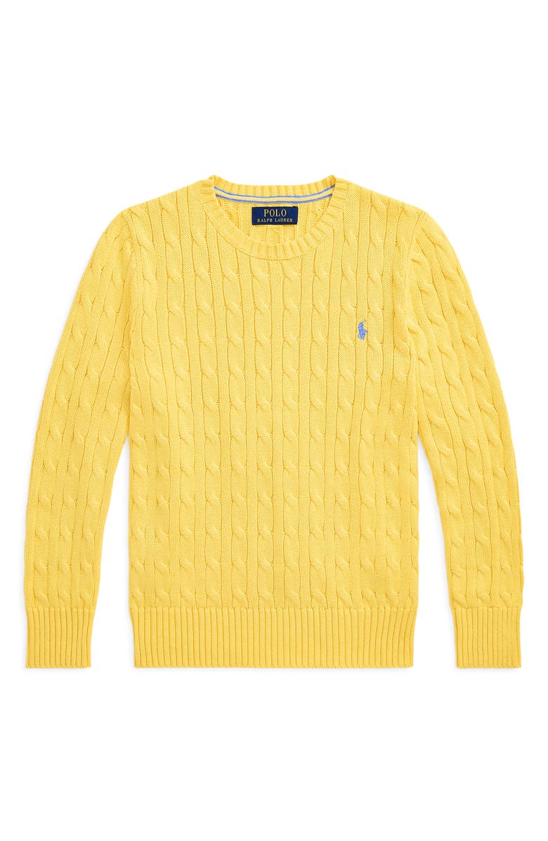 Polo Ralph Lauren Kids' Cable Cotton Crewneck Sweater, Main, color, 