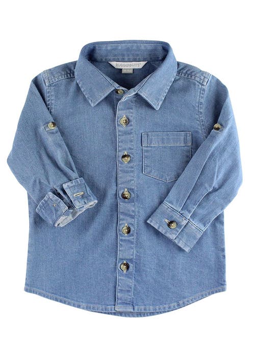 Rufflebutts Boys Long Sleeve Button Down Shirt In Blue