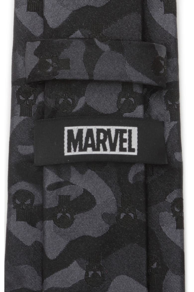 x Marvel The Punisher Silk Tie, Alternate, color, BLACK