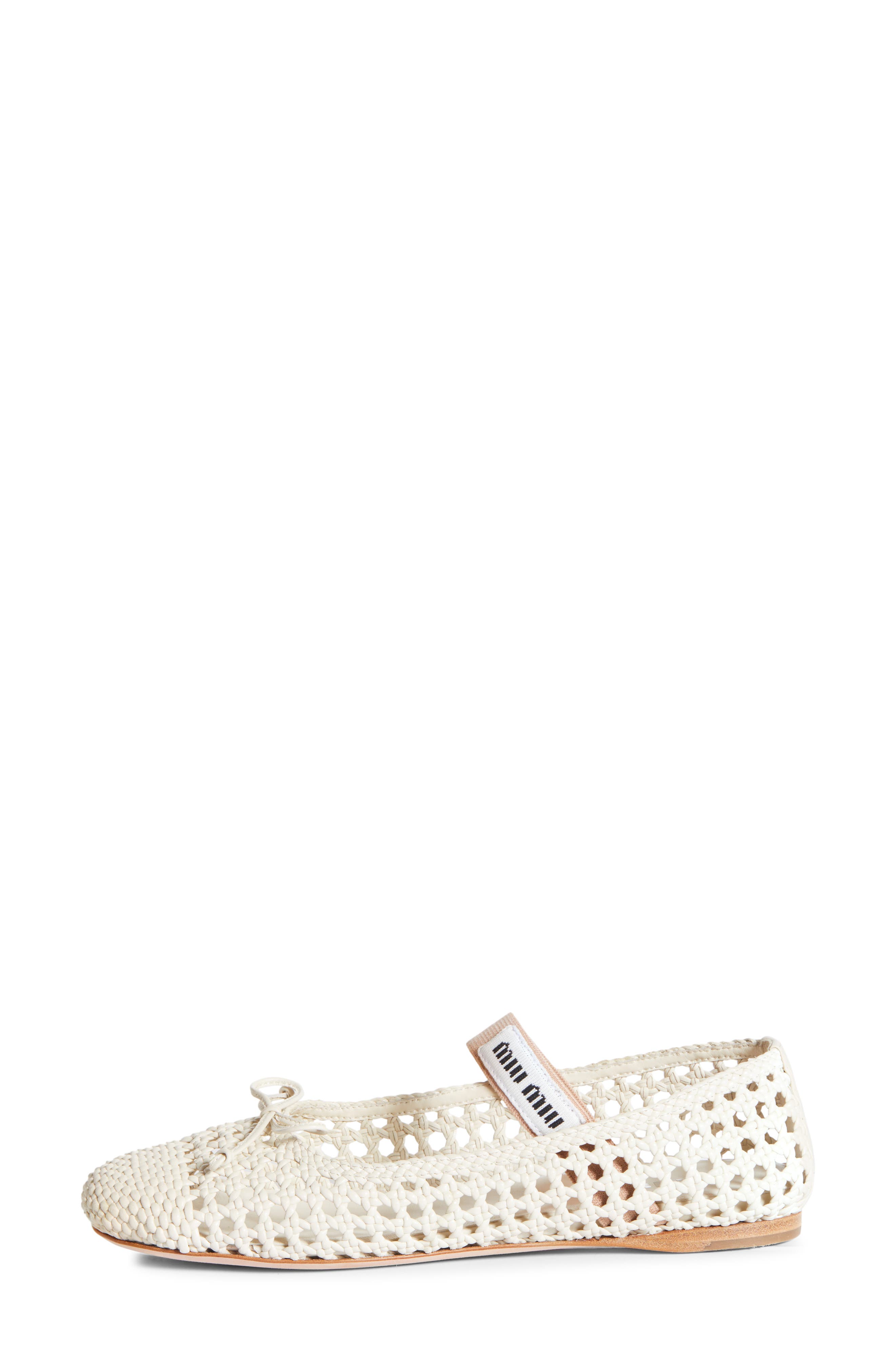 Miu Miu Woven Mary Jane Ballet Flat, Alternate, color, White