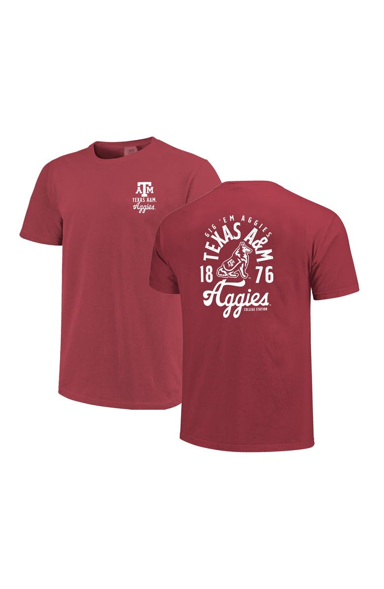 IMAGE ONE Men's Maroon Texas A&M Aggies Comfort Colors Mascot Overlay T-Shirt, Alternate, color,