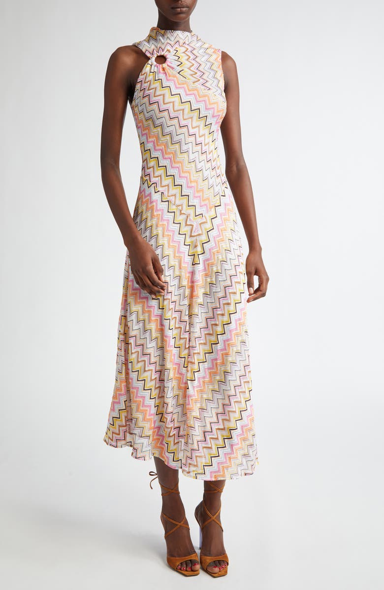 Missoni Twist Detail Metallic Raschel Lace Dress, Main, color, 